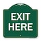 Signmission Designer Series Parking Lot Exit Here, Green & White Aluminum Sign, 18" L, 18" H, GW-1818-23424 A-DES-GW-1818-23424 - alternate 1